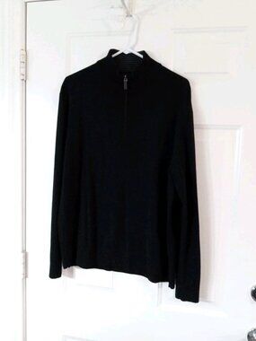 UNTUCKit Belguardo 1/4 Zip Sweater Men’s XL Black 100% Merino Wool Pullover
